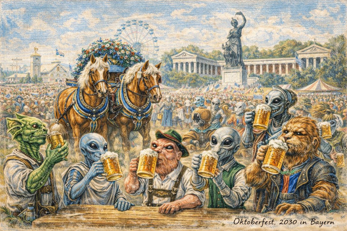 Außerirdische Gäste feiern Oktoberfest